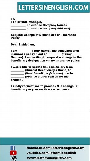 Request Letter for Changing Beneficiary on Insurance Policy