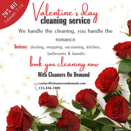 Valentine's Day Cleaning Service Flyer | Canva Template - Etsy