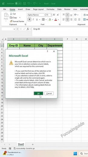🚀 Create Data Entry Form in Excel without VBA #focusinguide #shorts