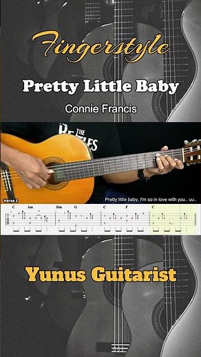 Pretty Little Baby - Connie Francis - Fingerstyle Guitar Tutorial + TAB #fingerstyle