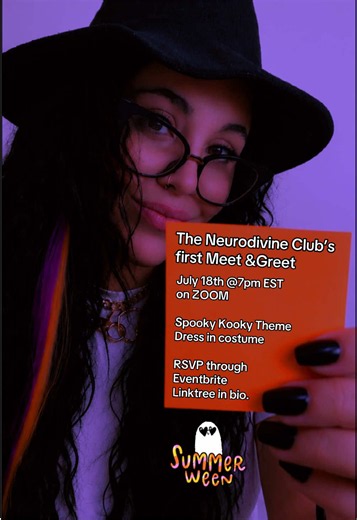 FREE VIRTUAL EVENT Check out Eventbrite link in my linktree in bio! #summerween #yourinvited #neurodivergent #audhd #meetandgreet