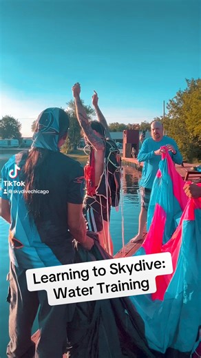 Water Training onsite at Skydive Chicago - water training is one requirement to earn the B-License. • • • #skydivechicago #learntosoloskydive #watertraining #courage2024 #skydiverlife #blicense #skydiverlife | Skydive Chicago