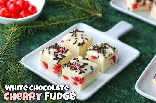 White Chocolate Cherry Fudge | Easy 4 Ingredient Fudge Recipe
