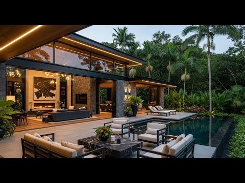 🖤 Luxury Tropical Home Design with Dark Elegance The Perfect Balance of Modern & Nature