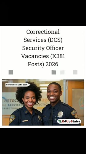 Correctional Services (DCS) Security Officer Vacancies (X381 Posts) 2026 The Department of Correctional Services (DCS) has announced a major recruitment drive for 381 Security Officer positions in the Free State and Northern Cape Region, based at Mangaung Maximum Correctional Centre. This is one of the largest public-sector security recruitment opportunities currently available for South Africans seeking stable employment in law enforcement and correctional services. For individuals interested i