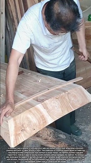 Carpenter Using Hammer to Assemble Wooden Boards With Precision and Skill