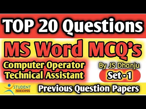 Ms Word Mcq Question and Answer in Hindi | Set-1 | MS Word Tutorial| microsoft word mcq with answers