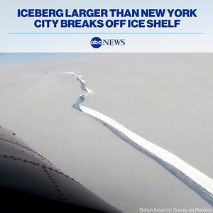 372K views · 2.8K reactions | An iceberg larger than New York City has broken off an ice shelf in Antarctica, scientists say. The 490-square mile glacier broke off the Brunt Ice Shelf, where the British Antarctic Survey’s Halley Research Station is located, the research organization announced. New York City is approximately 302 square miles. https://abcn.ws/3dTQSuo | ABC News | Facebook
