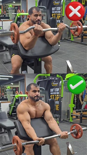 Preacher Curl ❌ Wrong vs ✅ Right – Fix Your Form Now! 💪 Stop wasting your curls! Learn the right preacher curl form for real bicep gains 🔥 #biceps #formcorrection #gymtips | Mahesh Negi