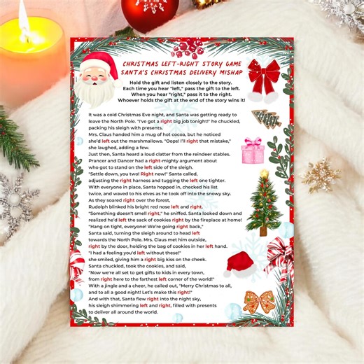 Christmas Left Right Story Game, Santa's Delivery Mishap (PDF, Digital Download) - Etsy