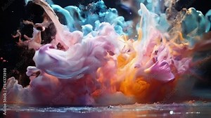 Background captivating sight of pastel-colored powder exploding in every direction, beautifully frozen in time through a super long exposure and slow shutter photography technique