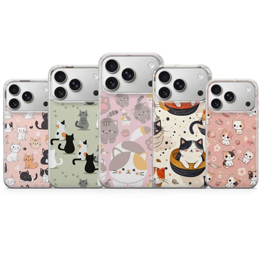 Cat Phone Case Kawaii Kitty Pastel Cover for iPhone 17, 16pro, 15, 14, 13, Samsung S25, S24, S23, S22, A16, A56, Pixel 10pro - Etsy