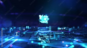 Business Vision- businessman working with virtual reality at office.