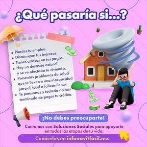 16K views · 83 reactions |  ¡No te agobies! En Infonavit, tenemos Soluciones Sociales diseñadas para acompañarte en cada paso, incluso en tiempos difíciles. bit.ly/3VTdMaU | Infonavit | Facebook