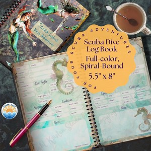 Mermaid Scuba Dive Logbook - Original Ocean Artwork on Every Page | Diver's Log Book for Underwater Adventures, Sealife, Ocean Lovers - Etsy