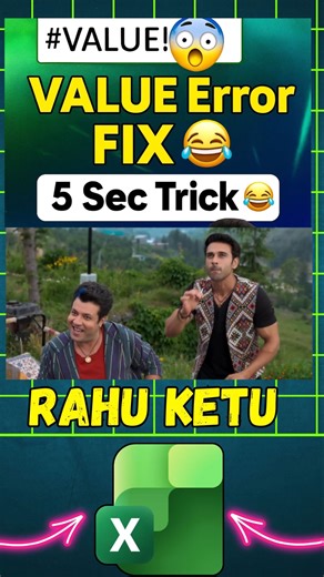 funofexcel on Instagram: "Excel VALUE Error FIX in 5 Sec 😱 | Funny Twist 😂 🗂️ Don’t forget to save this post! 📚 Show up to work on Everyday as an Fun of Excel! Start an Excel Course TODAY with the link in our bio! 🧑‍🏫 Save hours tracking your budget, goals, and MORE! Get your Excel templates with the link in our bio! 🤯 Follow us on YT and more with the link in our bio! #excel #exceltips #exceltricks #spreadsheets #corporate #accounting #finance #workhacks #tutorials#MicrosoftExcel, #Excel