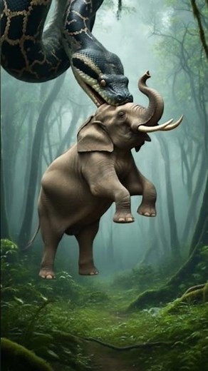 Elephant killed by huge snake 🐍 #DreamScreenAI #birdtrend