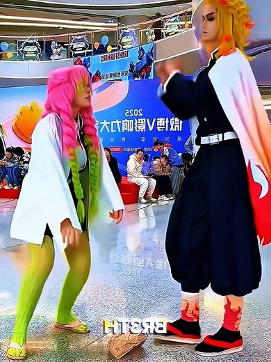 Rengoku teaching Mitsuri how to sit like a girl 😂 #anime #demonslayer #kny #cosplay #foryou