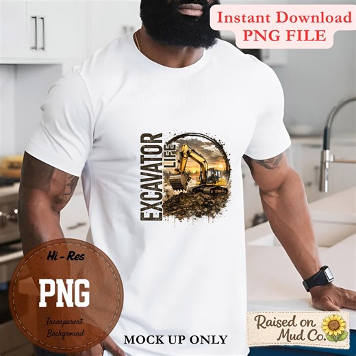 Excavator Life Construction Art PNG Download, Sublimation Design, High-res Transparent Background, Instant Digital File - Etsy