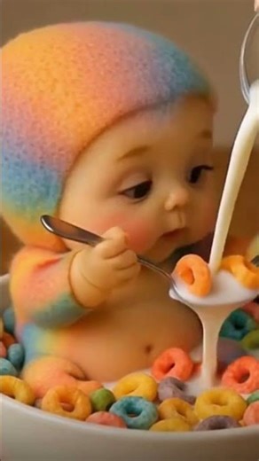 Baby Eating Fruit Loops 🥣 ASMR | Relaxing Crunchy Sounds #shorts