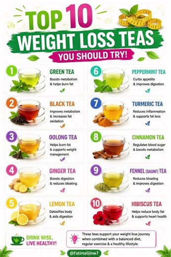 🍵 Top 10 Weight Loss Teas You Should Try | Best Teas for Fat Loss & Healthy Living