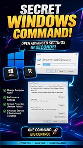 🚀 Unlock Hidden Windows Settings in Seconds! | Win + R + sysdm.cpl #Shorts🔥 #techtips #windows