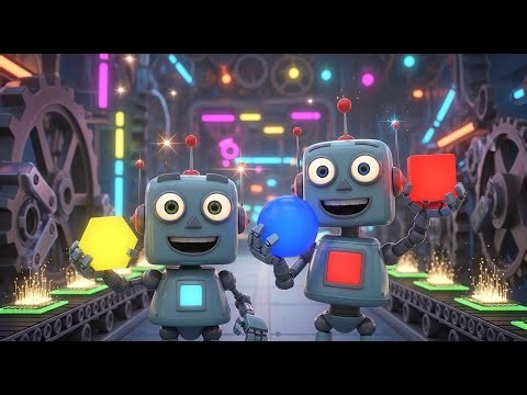 Learn Shapes at the Robot Factory | Kids Nursery Rhyme Song