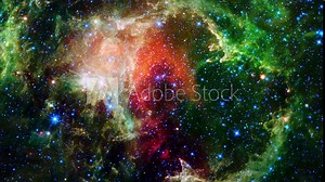 Seamless Looping Galaxy Outer Space Exploration. 4K 3D rendering endless loop animation space flight to The Soul Nebula or Embryo Nebula open cluster of stars surrounded by a cloud of dust and gas.