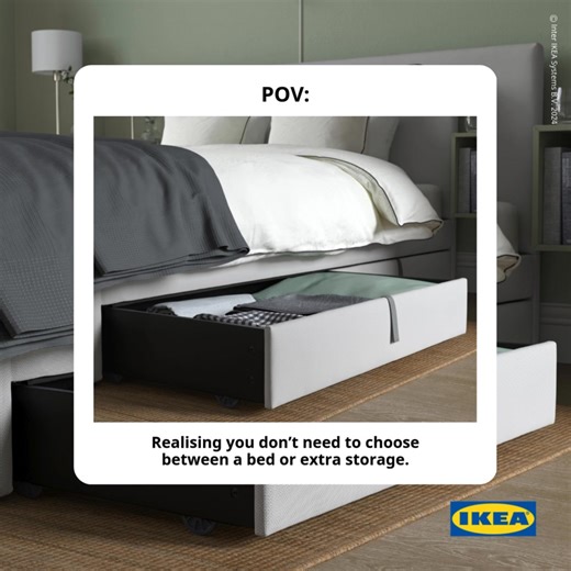 24 reactions | That moment when you realize your bed can do more than just help you sleep, it can store your stuff too! ️Get the best of both worlds with a storage bed that’s as smart as it is comfy. #IKEAMalaysia #IKEAMyCompleteSleep | IKEA | Facebook