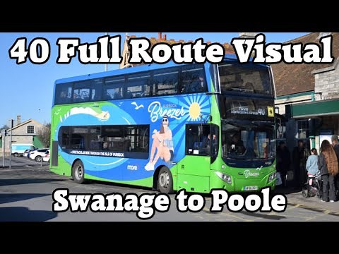FULL ROUTE VISUAL - 40 - Swanage to Poole - Morebus 1710 (HF66DSV)