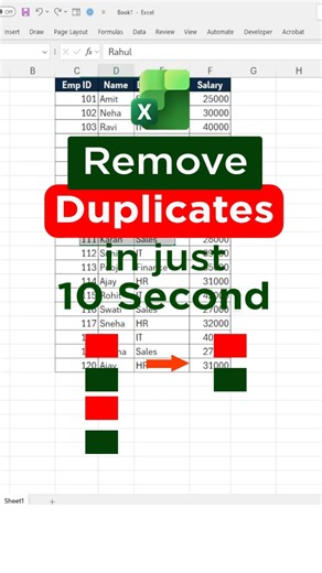 “Remove Duplicates in Excel in 10 Seconds 🔥” | Remove Duplicates Shortcut Key!!