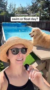 Will he swim or just float in the oat boat today? #PoolTime