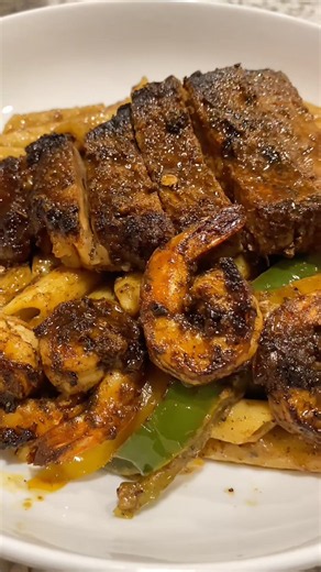 The Ultimate Surf & Turf Rasta Pasta 🥩🍤🤤