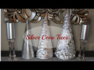 DIY Silver Cone Trees in 3 different finishes. Made with paper cones for the Christmas DIY Challenge