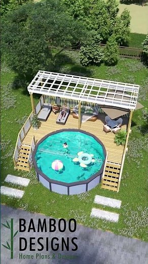 Raleigh 17x26 Pool Deck Plan with Pergola – Elevated Above-Ground Pool Deck + Shade Structure