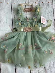 Sage Green 1st Birthday Dress: Floral Embroidered Tulle Tutu (12-18 Months) - Etsy