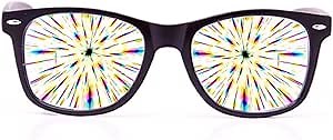 GloFX Ultimate Diffraction Glasses - Matte Black - 3D Prism Rainbow Effect - Great Edm, Festival, Concert, Fireworks, Christmas Lights, and Rave Accessory - Matte Black Frames