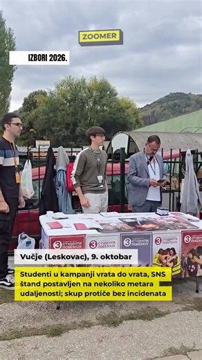Studenti danas u Vučju, SNS štand na par metara udaljenosti