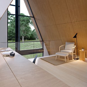 2 Bedroom A-Frame House With Loft Plans - Download House Plans - Den