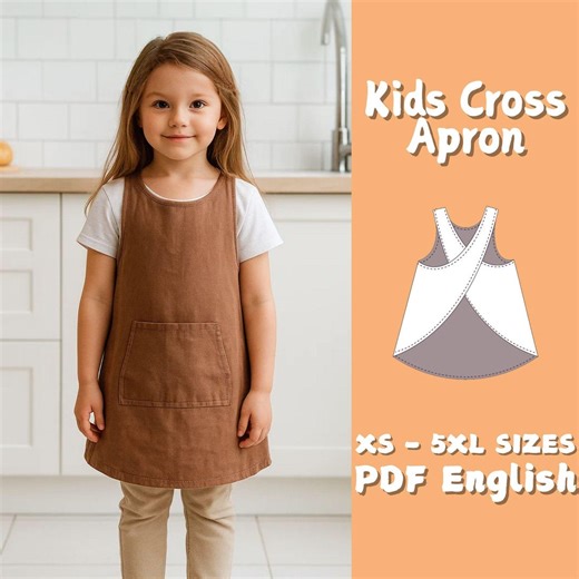 Kids Criss Crossback Apron PDF Sewing Pattern 2 - 16 Years Linen Apron - Etsy UK
