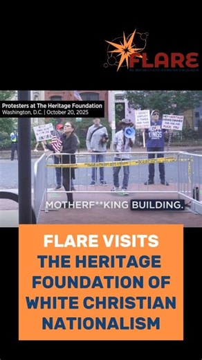 We don't always get the best footage of our protesters (cause we're busy protesting), but @heritagefoundation captured this footage for us! They posted it to complain about how violent we are, but hey, thanks for saving us the time compiling footage! #FuelTheaFLARE #YouCantScareFLARE #Commited2Nonviolence | FLARE USA