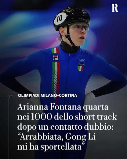 Delusa, dispiaciuta, contrariata. Arianna Fontana non è salita sul podio nella finale dei 1000 metri dello short track per un contatto giudicato regolare: "Sorrido per non piangere, sono tanto arrabbiata, mi ha sportellata alla grande". Quando sono entrata in contatto ero sicura di potermi spingere avanti, al comando. Il mio obiettivo era centrare le finali in tutte le distanze. Adesso – ha spiegato la campionessa azzurra – devo far passare questa rabbia e pensare alle prossime gare". Fontana, r