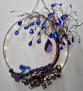 12" Prism Wire Tree of Life Wreath, Blue and Purple, Fairy Lights - Etsy Canada