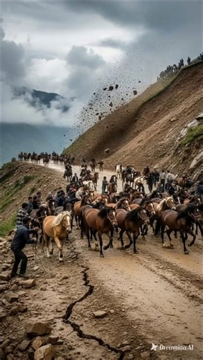 Horse rescue operation on a collapsing mountain road #horserescue #animalrescue
