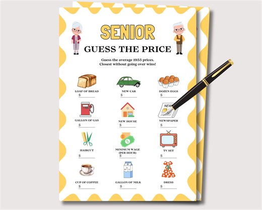 Games for Seniors Guess the Price, Games for Senior Citizens, Senior Party Games Senior Games, Elderly Games Icebreakers Seniors Memory Game - Etsy