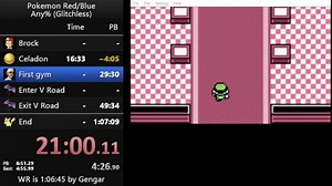 Pokemon Red speedrun (start with all badges and key items) - exarionu on Twitch