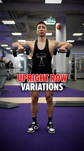 Dumbbell Upright Row Variations (KNOW THE DIFFERENCE!) If you perform upright rows with the dumbbells close together, you'll work more of the front delts and upper traps. Holding them wider—about 1.5 times shoulder width—shifts more focus to the side delts. If you bend over and perform wide rows, you'll target the rear delts along with the middle and upper traps. Size & Shred Training program 👉🏻 deltabolic.com | Andrew Kwong