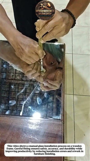 Glass Installation on Wooden Frame | Precise Manual Fitting Process