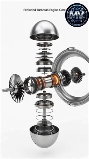 Exploded Turbofan Engine Core 🔥 Inside Jet Engine Technology | Machineverse Studio