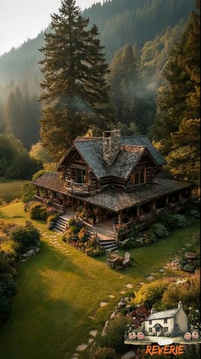 4.5K views · 451 reactions | Rustic Cabin Estate: Misty Forest & Lush Gardens Discover your dream retreat. This beautiful rustic cabin, nestled within a misty forest and surrounded by sprawling, lush gardens, offers a serene and picturesque escape into nature. #CabinLife #NatureEscape #AutumnVibes #CozyCabin #Getaway #OutdoorLiving #Wanderlust #Christmas #love #cottagecore | Cabin Reverie | Facebook